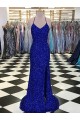 Best V-Neck Sleeveless Long Velvet Sequin Prom Dress UK