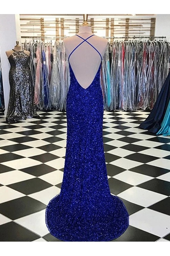 Best V-Neck Sleeveless Long Velvet Sequin Prom Dress UK