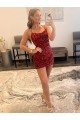 Best Spaghetti Straps Criss Cross Back Sleeveless Short Velvet Sequin Prom Dress UK