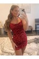 Best Spaghetti Straps Criss Cross Back Sleeveless Short Velvet Sequin Prom Dress UK