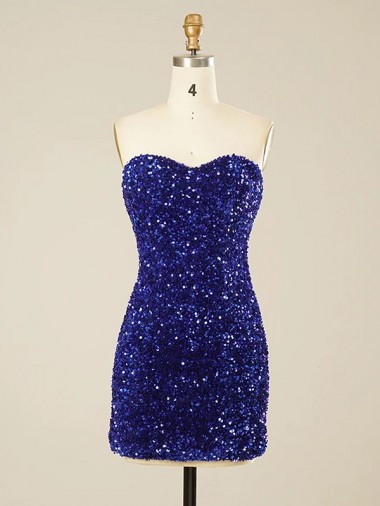 Best Short Sweetheart Velvet Sequin Prom Dress UK