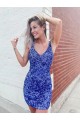 Best Short Velvet Sequin V-Neck Sleeveless Prom Dress UK