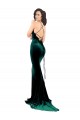 Best High Neck Formal Stretch Velvet Bridesmaid Dress / Prom Dress with Black Lace Embroidery UK