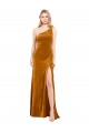 Best Sleek One Shoulder Long Formal Velvet Bridesmaid Dress / Prom Dress UK
