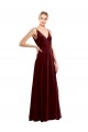 Best Faux Wrap V-Neck Sleek Long Formal Velvet Bridesmaid Dress / Prom Dress UK