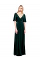 Best Deep V-Neck Flutter Sleeves Long Velvet Wrap Bridesmaid Dress / Prom Dress UK
