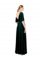 Best Deep V-Neck Flutter Sleeves Long Velvet Wrap Bridesmaid Dress / Prom Dress UK