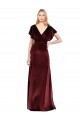 Best Flutter Sleeves Open Back Long Velvet Bridesmaid Dress / Prom Dress UK