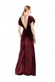 Best Flutter Sleeves Open Back Long Velvet Bridesmaid Dress / Prom Dress UK