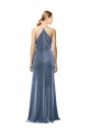 Best Halter Cowl Neck Long A-Line Velvet Bridesmaid Dress / Prom Dress with Keyhole Back UK