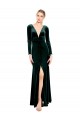 Best Plunging V-Neckline Long Sleeves Open Back Velvet Bridesmaid Dress / Prom Dress UK