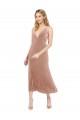 Best Midi Cocktail Length Short V-Neck Velvet Bridesmaid Dress / Prom Dress with Notched Neckline UK