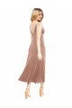 Best Midi Cocktail Length Short V-Neck Velvet Bridesmaid Dress / Prom Dress with Notched Neckline UK