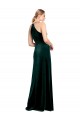 Best Long Jewel Neck Full Length Velvet Bridesmaid Dress / Prom Dress with Side Slit UK