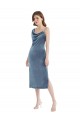 Best Midi Length Asymmetrical One Shoulder Velvet Slip Bridesmaid Dress / Prom Dress UK