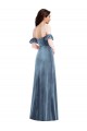 Best Ruffle Sleeve Off the Shoulder Velvet Maxi Bridesmaid Dress / Prom Dress UK