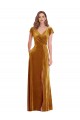 Best Cap Sleeve Faux Wrap Formal Velvet Maxi Bridesmaid Dress / Prom Dress with Pockets UK