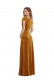 Best Cap Sleeve Faux Wrap Formal Velvet Maxi Bridesmaid Dress / Prom Dress with Pockets UK