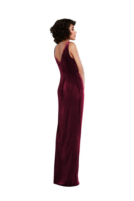 Best Draped Skirt Faux Wrap Velvet Maxi Bridesmaid Dress / Prom Dress UK