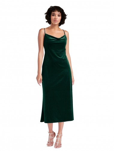 Best Midi Length Cowl Neck Formal Velvet Short Cocktail Slip Bridesmaid Dress / Prom Dress UK