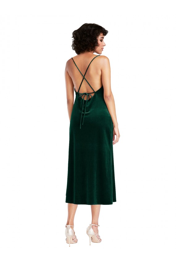 Best Midi Length Cowl Neck Formal Velvet Short Cocktail Slip Bridesmaid Dress / Prom Dress UK