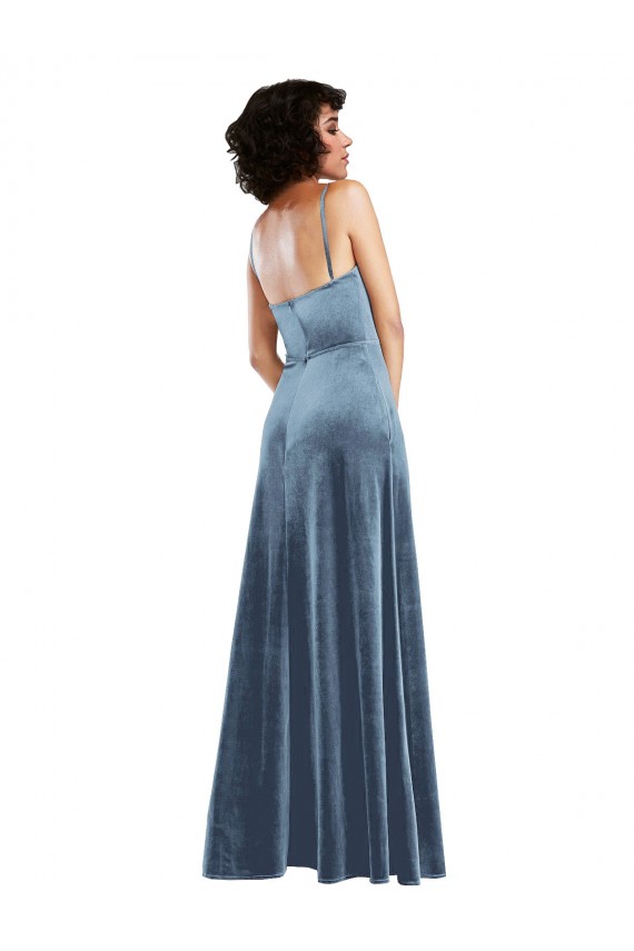 Best Sleek Cowl Neck Velvet Maxi Bridesmaid Dress / Prom Dress with Pockets UK