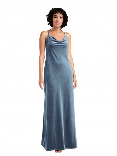 Best Cowl Neck Convertible Velvet Maxi Slip Dress UK