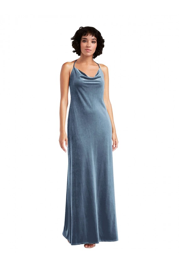 Best Cowl Neck Convertible Velvet Maxi Slip Dress UK