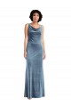 Best Floor Length Cowl Neck Long Stretch Velvet Maxi Bridesmaid Dress / Prom Dress UK