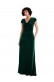 Best Cowl Neck Cap Sleeve Velvet Maxi Bridesmaid Dress / Prom Dress with Pockets UK