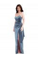 Best Spaghetti Strap Formal Velvet Maxi Bridesmaid Dress / Prom Dress with Draped Skirt UK