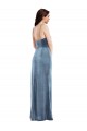 Best Spaghetti Strap Formal Velvet Maxi Bridesmaid Dress / Prom Dress with Draped Skirt UK