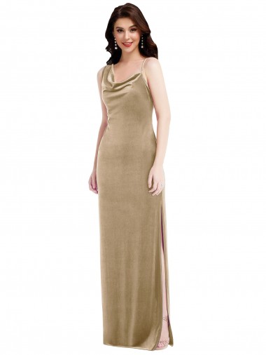 Best Asymmetrical One Shoulder Formal Velvet Maxi Slip Bridesmaid Dress / Prom Dress UK