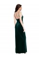 Best Straight Neckline Spaghetti Straps Long Velvet Bridesmaid Dress / Prom Dress with High Side Slit UK