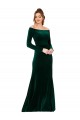 Best Off the Shoulder Long Sleeves Formal Stretch Velvet Bridesmaid Dress / Prom Dress UK