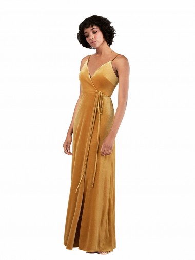 Best Romantic Velvet Floor Length Formal Bridesmaid Dress / Prom Dress with Wrap Detail UK