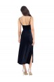 Best Midi Cocktail Length Formal Velvet Bridesmaid Dress / Prom Dress with Cowl Neck and Spaghetti Straps UK