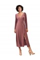 Best Long Sleeve Velvet Faux Wrap Midi Length Bridesmaid Dress / Prom Dress UK