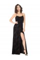 Best Floral Velvet Cowl Neck Bridesmaid Dress with Skirt Slit UK