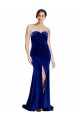 Best Strapless Ruched Formal Velvet Bridesmaid Dress / Prom Dress with Sweep Train and Front Slit UK