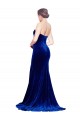 Best Strapless Ruched Formal Velvet Bridesmaid Dress / Prom Dress with Sweep Train and Front Slit UK