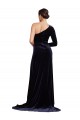 Best One Sleeve Long Formal Velvet Bridesmaid Dress / Prom Dress with Thigh High Split UK