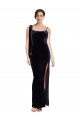 Best Long Formal Velvet Bridesmaid Dress / Prom Dress with Side Thigh Split and Shoulder Tie UK