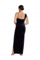 Best Long Formal Velvet Bridesmaid Dress / Prom Dress with Side Thigh Split and Shoulder Tie UK