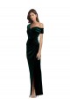 Best Long Asymmetric Neckline Ruched Formal Velvet Bridesmaid Dress / Prom Dress UK