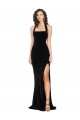 Best Halter Neck Wide Straps Long Velvet Bridesmaid Dress / Prom Dress with Side Split UK