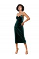 Best Midi Cocktail Length Sleek Cowl Neckline Short Formal Velvet Bridesmaid Dress / Prom Dress UK