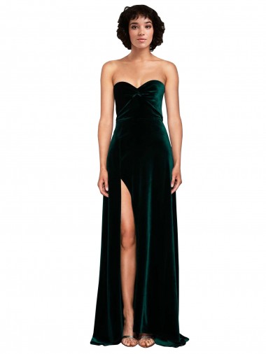 Best Sweetheart Fluid Velvet Bridesmaid Dress / Prom Dress with High Split UK