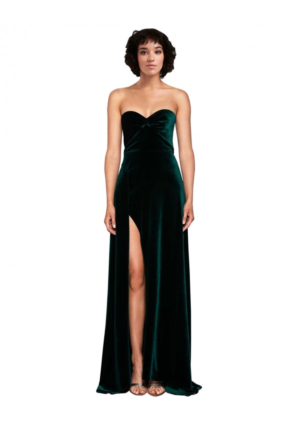 Best Sweetheart Fluid Velvet Bridesmaid Dress / Prom Dress with High Split UK