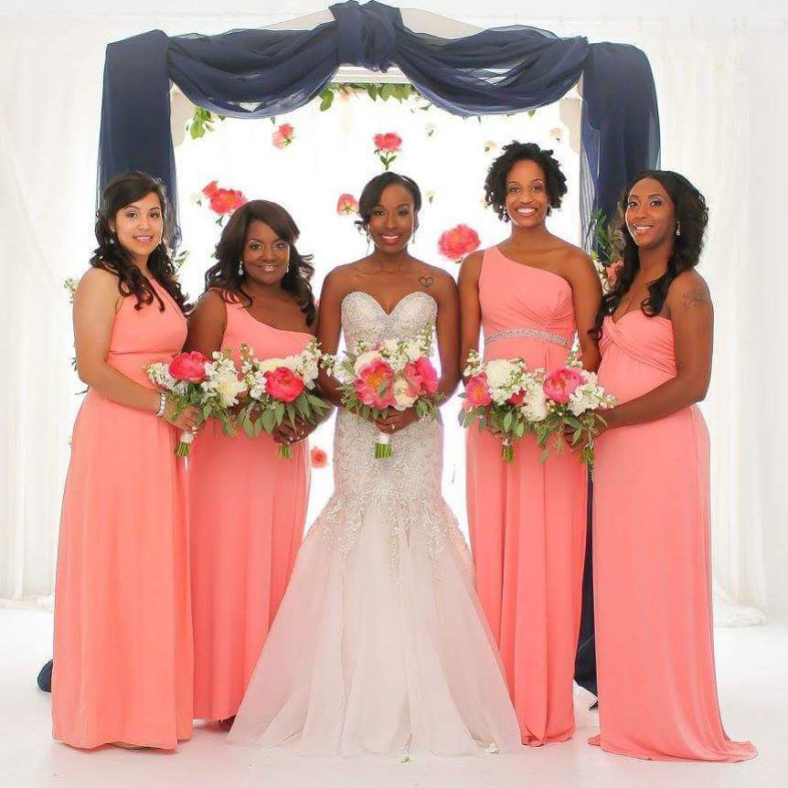 Fitted Long High Halter Neck Chiffon Bridesmaid Dress with Keyhole Back